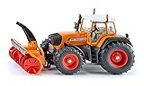 siku 3660, Traktor mit Schneefräse, 1:32, Metall/Kunststoff, Orange, Zu öffnende Motorhaube, Abnehmbare Kabine