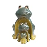 Flanacom Dekofiguren Set aus Keramik - Tierfiguren für Innen und Außen - Deko-Artikel für Wohnung & Garten - Tier Gartendeko Wohnzimmerdeko (Frosch Familie)