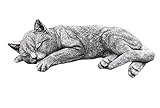 Steinfigur Grosse Katze schlafend, frostfest bis -30°C, massiver Steinguss