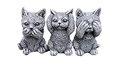 stoneandstyle Steinfigur 3er Set Kätzchen Katzen Nichts sehen Nichts hören Nichts Sagen wetterfest Steinguss