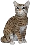 Dehner Dekofigur Katze getigert, ca. 31 x 25 x 17 cm, Polyresin, grau