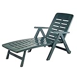 Mojawo Liege mit hohem Liege- + Sitzkomfort Sonnenliege Gartenliege Relaxliege Saunaliege Kunststoff Grün 96x72x189cm