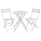 SVITA Bistro-Set 3-teilig Gartenset Garnitur Metall-Möbel Stuhl Tisch Klapp-Möbel Balkon-Set Blau Weiß Schwarz Grau (Weiß)