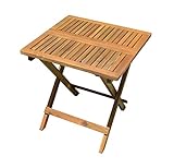 Spetebo Akazie Gartentisch - 50x50 cm - Klapptisch im Teak Look - Bistrotisch Biergarten Tisch Holztisch klappbar