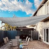Dripex Sonnensegel Sonnenschutz Set inkl Befestigungsseile Rechteckig Wasserabweisend Polyester Imprägniert 95% UV Schutz Windschutz Wetterschutz 3X5 m für Balkon Garten Terrasse Grau