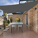 HENG FENG Sonnensegel Rechteckig 2x3m Wasserdicht PES Polyester Windschutz Sonnenschutz Wasserabweisend UV Schutz für Outdoor Garten Terrasse Anthrazit